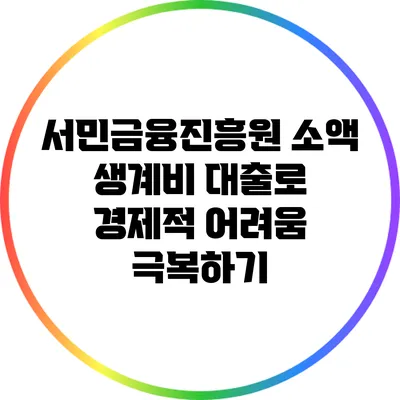 서민금융진흥원 소액 생계비 대출로 경제적 어려움 극복하기