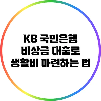 KB 국민은행 비상금 대출로 생활비 마련하는 법