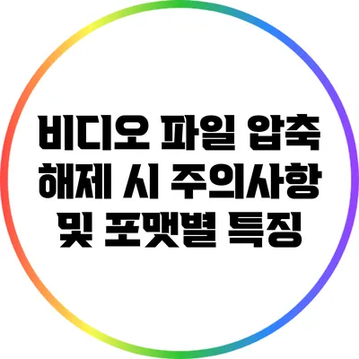 비디오 파일 압축 해제 시 주의사항 및 포맷별 특징