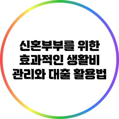 신혼부부를 위한 효과적인 생활비 관리와 대출 활용법