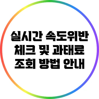 실시간 속도위반 체크 및 과태료 조회 방법 안내