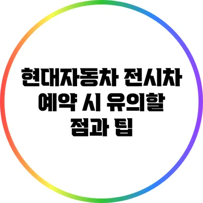 현대자동차 전시차 예약 시 유의할 점과 팁
