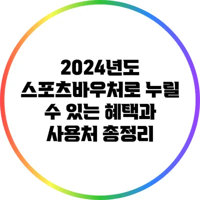 2024년도 스포츠바우처로 누릴 수 있는 혜택과 사용처 총정리