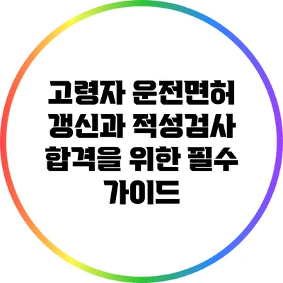 고령자 운전면허 갱신과 적성검사 합격을 위한 필수 가이드