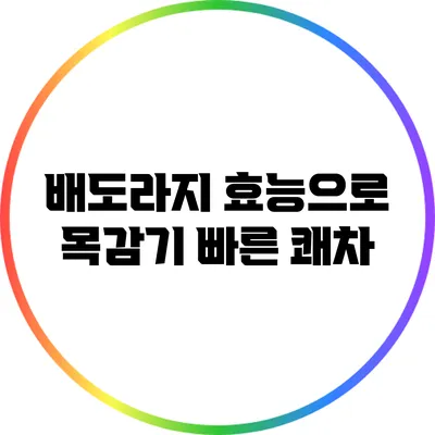배도라지 효능으로 목감기 빠른 쾌차