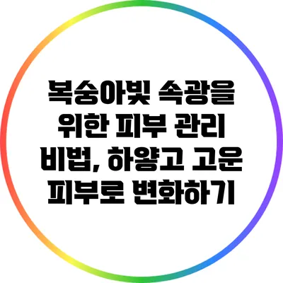 복숭아빛 속광을 위한 피부 관리 비법, 하얗고 고운 피부로 변화하기