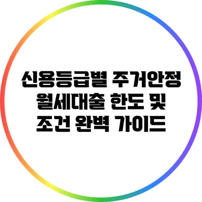신용등급별 주거안정 월세대출 한도 및 조건 완벽 가이드