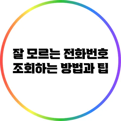 잘 모르는 전화번호 조회하는 방법과 팁