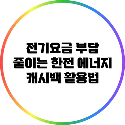 전기요금 부담 줄이는 한전 에너지 캐시백 활용법