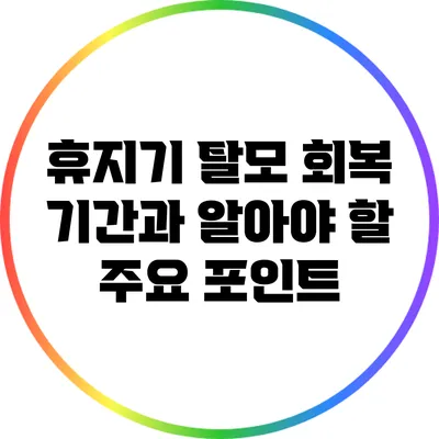 휴지기 탈모 회복 기간과 알아야 할 주요 포인트