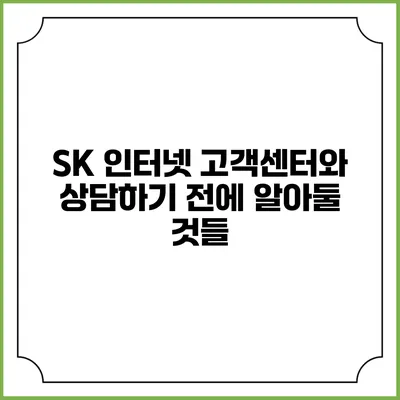 SK 인터넷 고객센터와 상담하기 전에 알아둘 것들