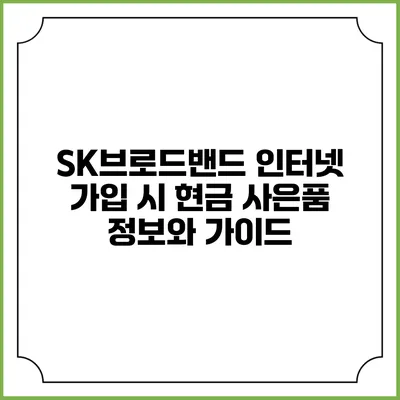 SK브로드밴드 인터넷 가입 시 현금 사은품 정보와 가이드
