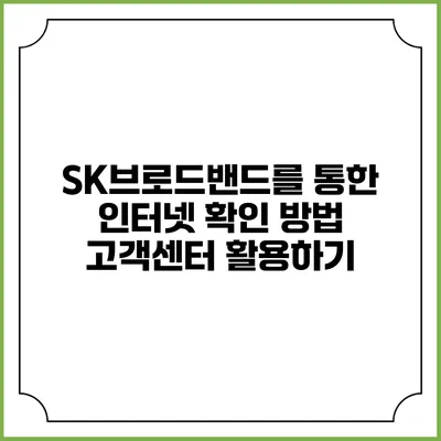 SK브로드밴드를 통한 인터넷 확인 방법: 고객센터 활용하기