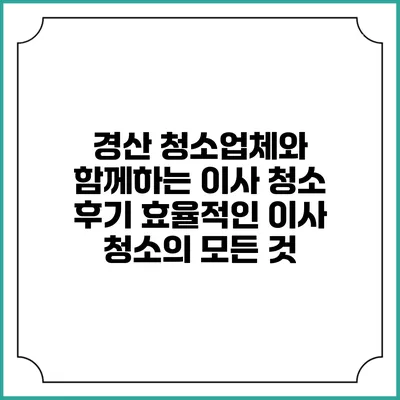 경산 청소업체와 함께하는 이사 청소 후기: 효율적인 이사 청소의 모든 것