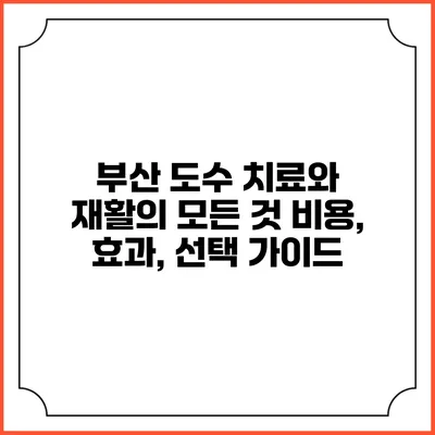 부산 도수 치료와 재활의 모든 것: 비용, 효과, 선택 가이드
