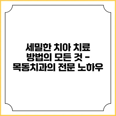 세밀한 치아 치료 방법의 모든 것 - 목동치과의 전문 노하우
