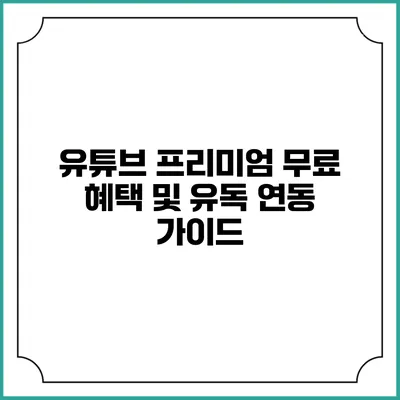 유튜브 프리미엄 무료 혜택 및 유독 연동 가이드