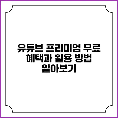 유튜브 프리미엄 무료 혜택과 활용 방법 알아보기