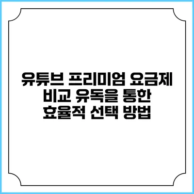 유튜브 프리미엄 요금제 비교: 유독을 통한 효율적 선택 방법