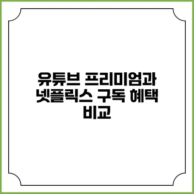 유튜브 프리미엄과 넷플릭스 구독 혜택 비교