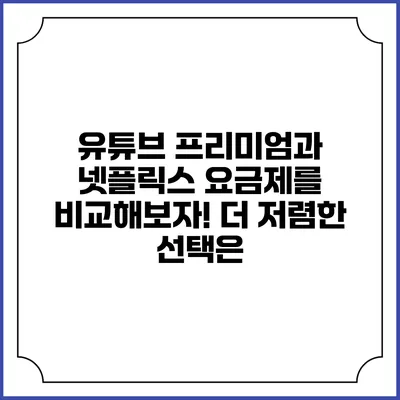 유튜브 프리미엄과 넷플릭스 요금제를 비교해보자! 더 저렴한 선택은?