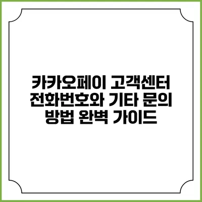 카카오페이 고객센터 전화번호와 기타 문의 방법 완벽 가이드