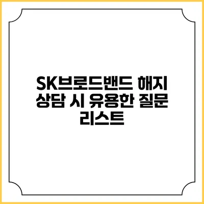 SK브로드밴드 해지 상담 시 유용한 질문 리스트