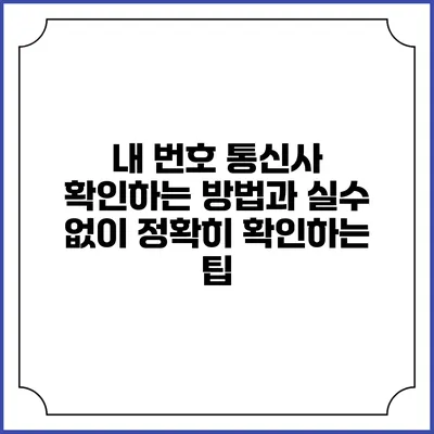 내 번호 통신사 확인하는 방법과 실수 없이 정확히 확인하는 팁
