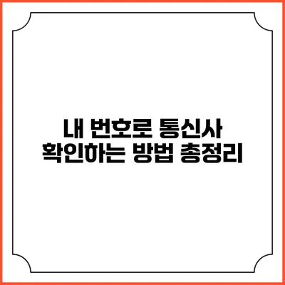 내 번호로 통신사 확인하는 방법 총정리