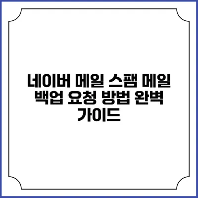 네이버 메일 스팸 메일 백업 요청 방법 완벽 가이드