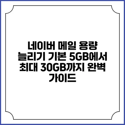 네이버 메일 용량 늘리기: 기본 5GB에서 최대 30GB까지 완벽 가이드