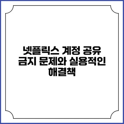 넷플릭스 계정 공유 금지 문제와 실용적인 해결책