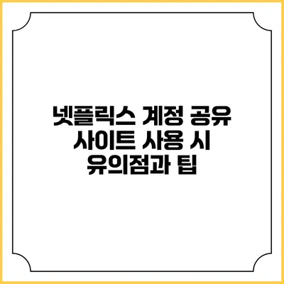 넷플릭스 계정 공유 사이트 사용 시 유의점과 팁