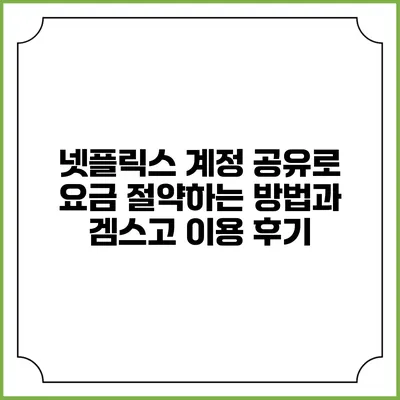 넷플릭스 계정 공유로 요금 절약하는 방법과 겜스고 이용 후기