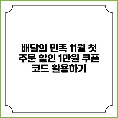 배달의 민족 11월 첫 주문 할인 1만원 쿠폰 코드 활용하기