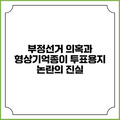 부정선거 의혹과 형상기억종이 투표용지 논란의 진실
