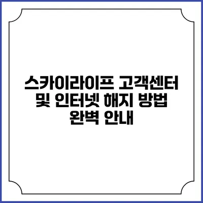 스카이라이프 고객센터 및 인터넷 해지 방법 완벽 안내