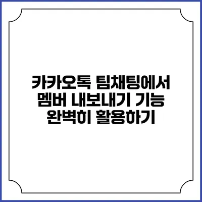 카카오톡 팀채팅에서 멤버 내보내기 기능 완벽히 활용하기