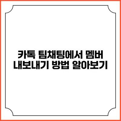 카톡 팀채팅에서 멤버 내보내기 방법 알아보기