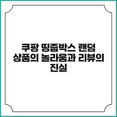 쿠팡 띵줍박스: 랜덤 상품의 놀라움과 리뷰의 진실